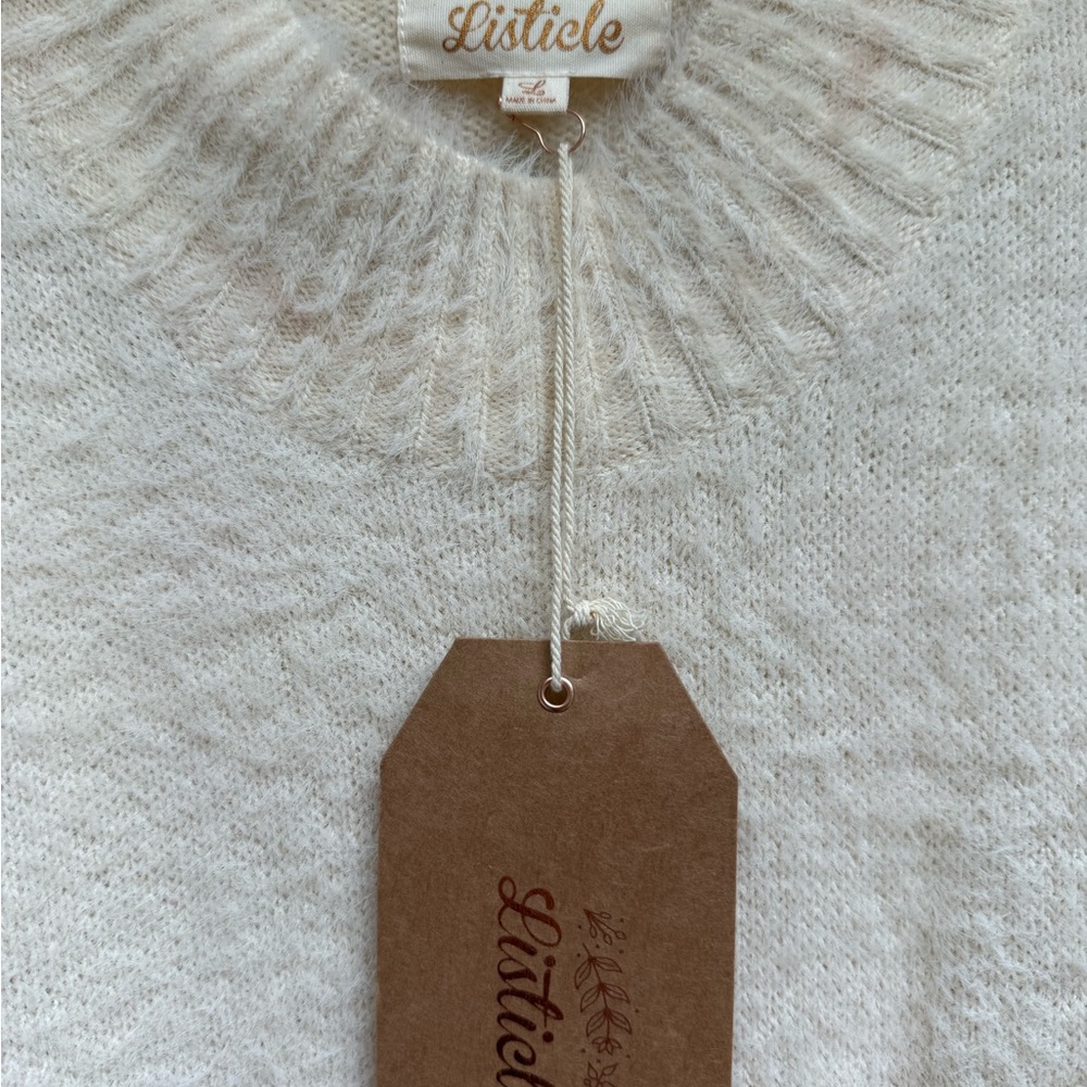 NWT Listicle Cream & Gold Crew Neck Sweater with Sequin Accents- GORGEOUS & SOFT - Picture 7 of 15